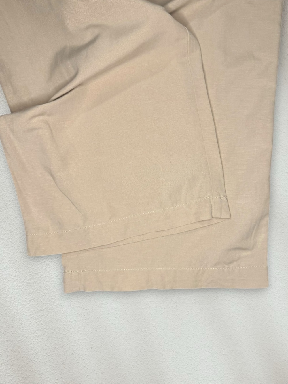 🟢3/$30 Coastal Beach Wide Leg Linen Pants Loose Fit Cream Size Medium H&M - Picture 5 of 8